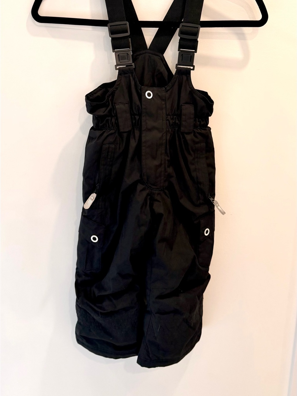 Etirel Kids Black Snow Bib Overalls Ski Pants Yeti Patch